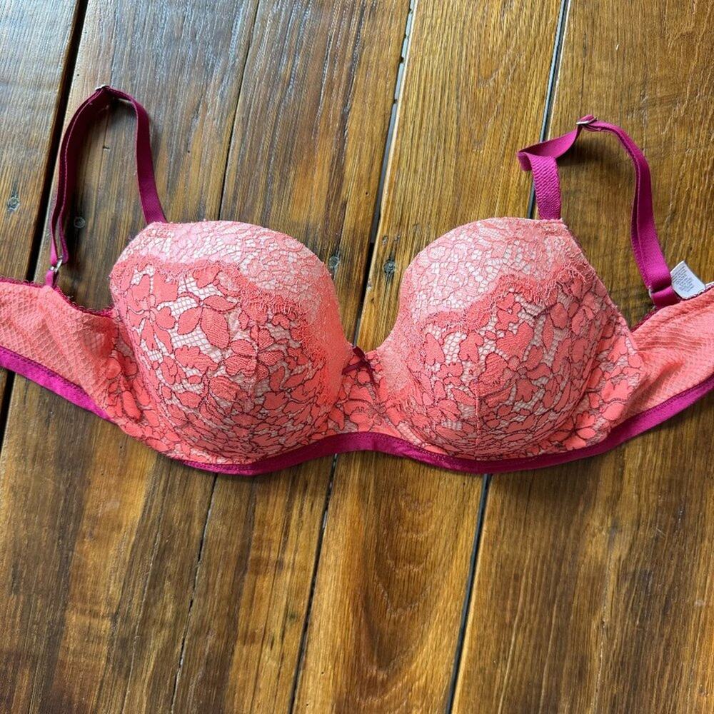 Victoria’s Secret Dream Angel Lace Mesh Lined Demi Bra 34DDD Lace Toile Floral - Picture 6 of 9